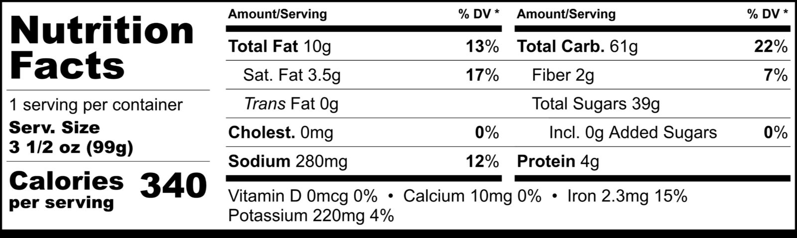 Boston Baking Chocolate Brownies Nutrition Facts