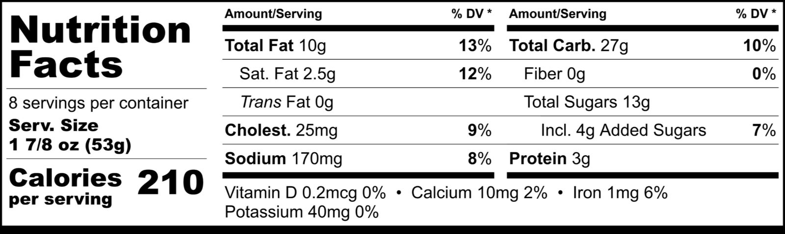 Boston Baking Cinnamon Crumb Cakes Nutrition Facts